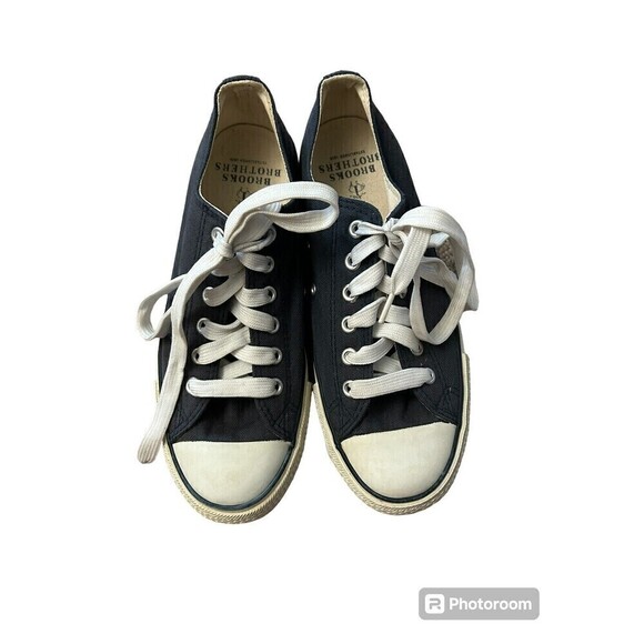 Brooks Brothers Navy Blue Canvas‎ Lace Up Casual Sneakers Mens Size 7 - Picture 1 of 8